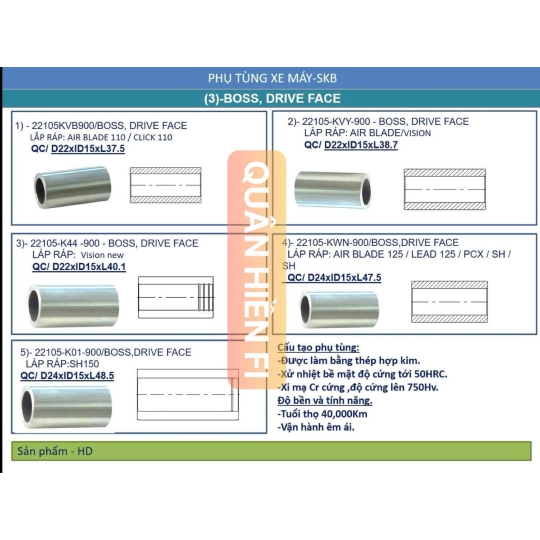 Ắc nồi ( lõi trượt) Vision 2014 cao cấp SKB