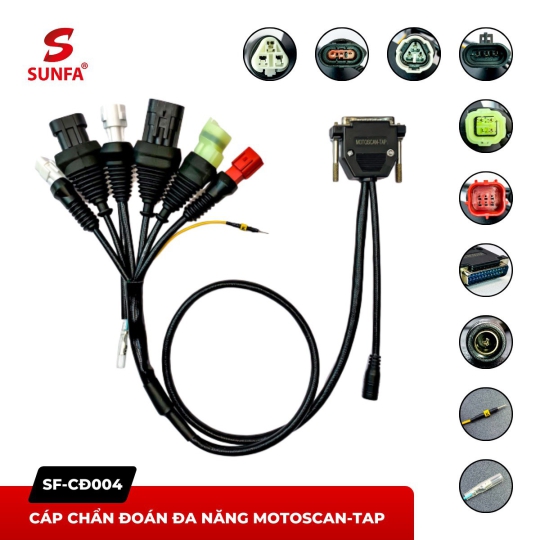 Giắc đa năng cho máy Motoscan Tab đầy đủ các giắc kết nối các dòng xe đời mới